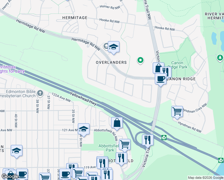 map of restaurants, bars, coffee shops, grocery stores, and more near 208 Humberstone Road Northwest in Edmonton
