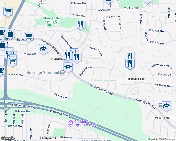 map of restaurants, bars, coffee shops, grocery stores, and more near 67 Henry Avenue Northwest in Edmonton