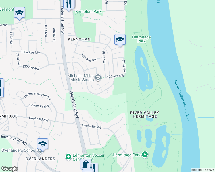 map of restaurants, bars, coffee shops, grocery stores, and more near in Edmonton