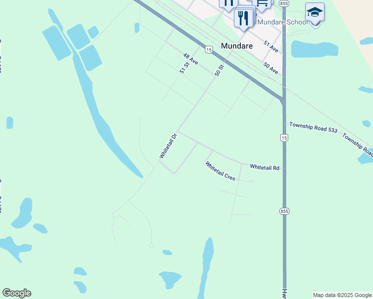 map of restaurants, bars, coffee shops, grocery stores, and more near 8 Whitetail Green in Mundare