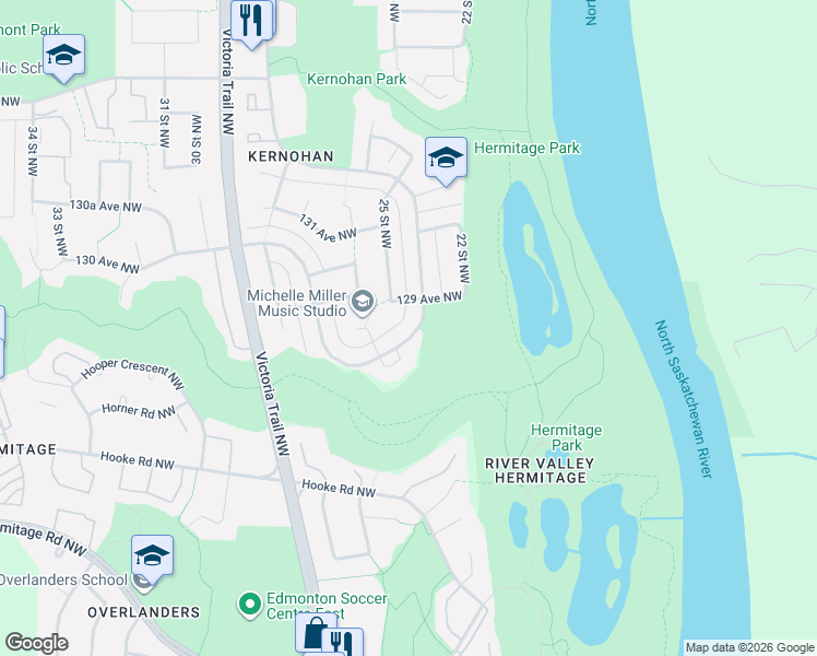 map of restaurants, bars, coffee shops, grocery stores, and more near in Edmonton