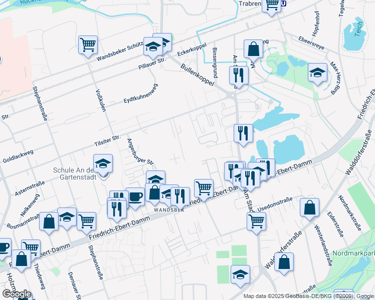 map of restaurants, bars, coffee shops, grocery stores, and more near in Hamburg