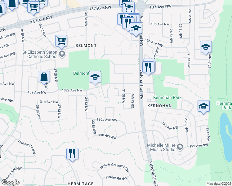 map of restaurants, bars, coffee shops, grocery stores, and more near 4 Clareview Village Northwest in Edmonton