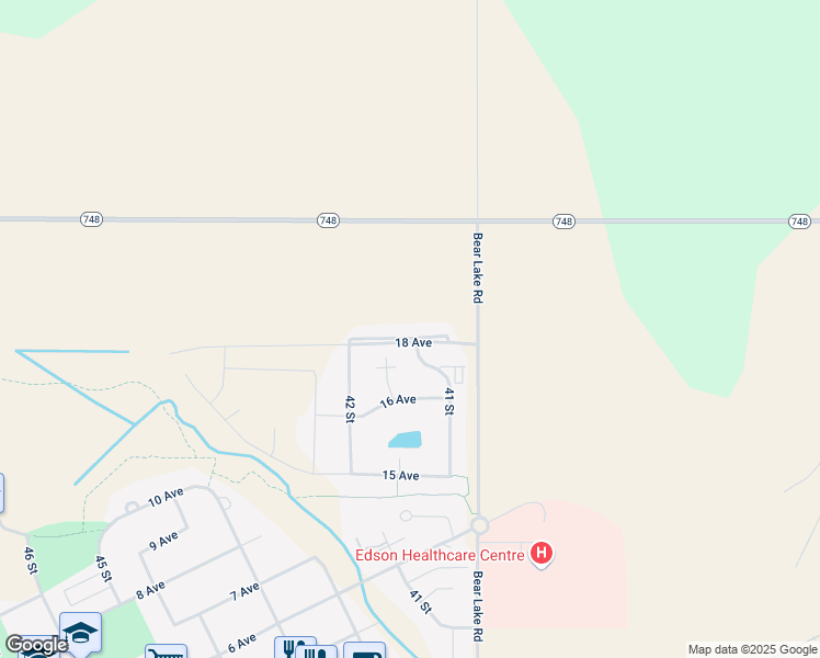 map of restaurants, bars, coffee shops, grocery stores, and more near 4104 18 Avenue in Edson