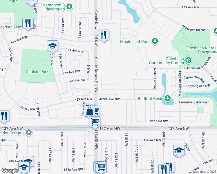 map of restaurants, bars, coffee shops, grocery stores, and more near in Edmonton