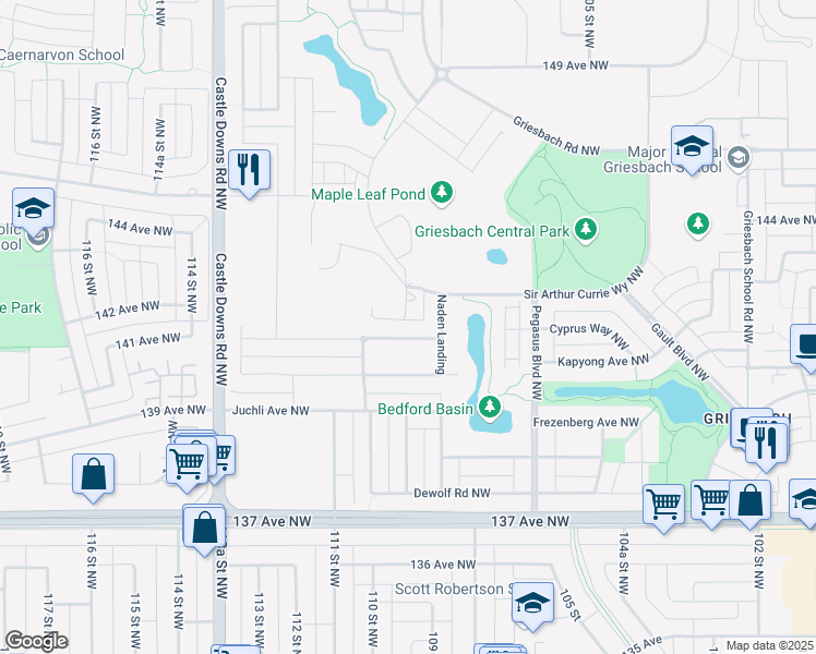 map of restaurants, bars, coffee shops, grocery stores, and more near 14310 109 Street Northwest in Edmonton