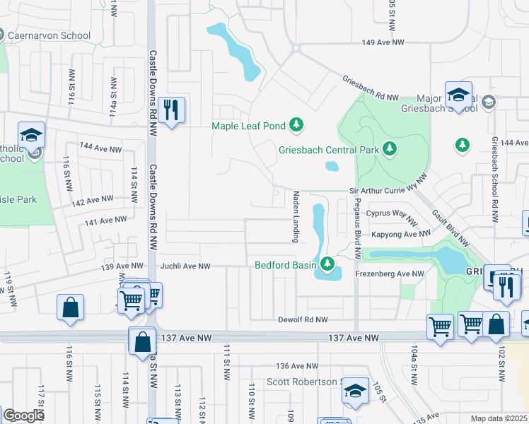 map of restaurants, bars, coffee shops, grocery stores, and more near 14310 109 Street Northwest in Edmonton