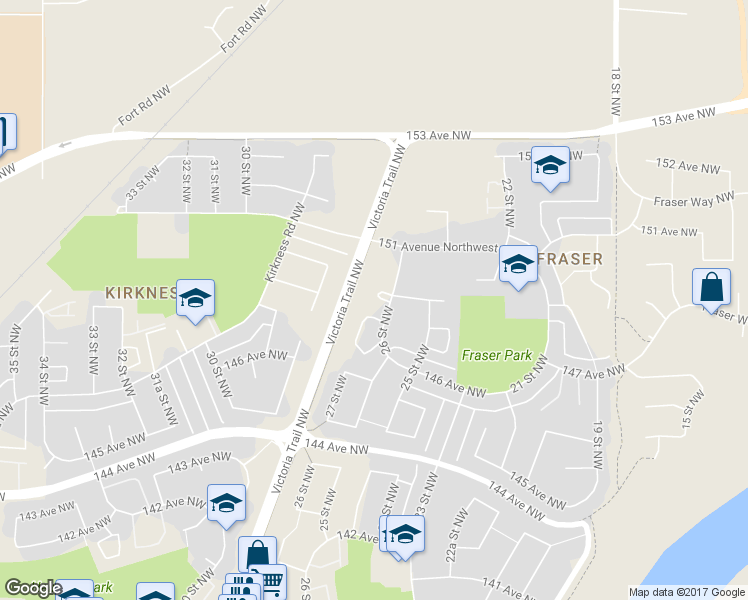 map of restaurants, bars, coffee shops, grocery stores, and more near 14808 26 Street Northwest in Edmonton