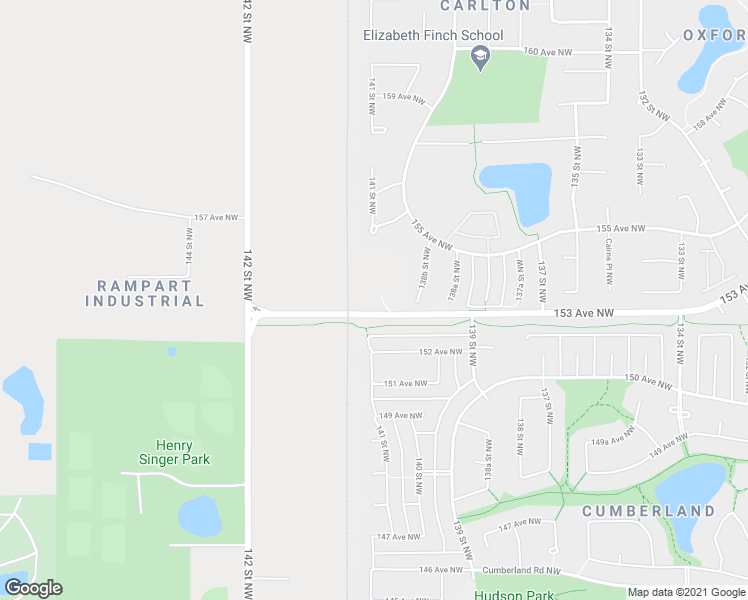 map of restaurants, bars, coffee shops, grocery stores, and more near 13835 155 Avenue Northwest in Edmonton