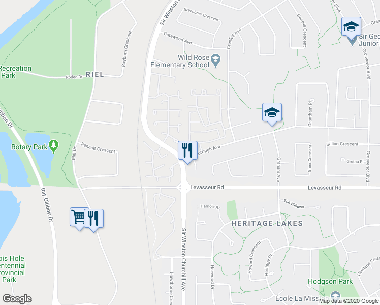 map of restaurants, bars, coffee shops, grocery stores, and more near 43 Greenfield Estates in St. Albert