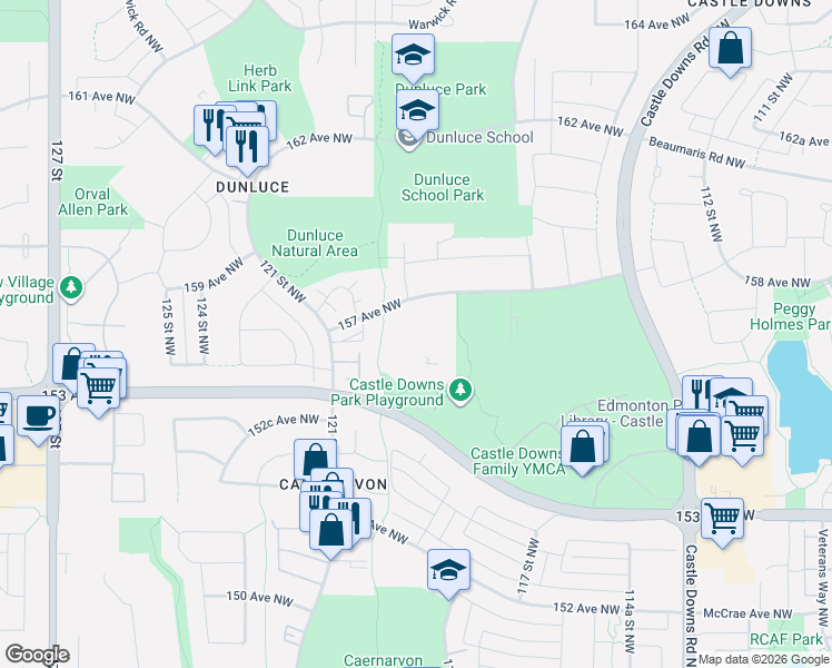 map of restaurants, bars, coffee shops, grocery stores, and more near in Edmonton