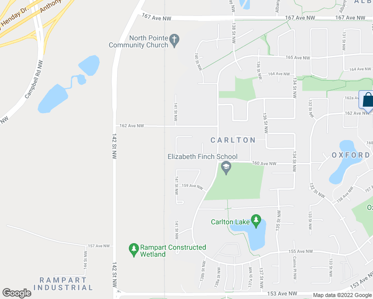 map of restaurants, bars, coffee shops, grocery stores, and more near 14032 161 Avenue Northwest in Edmonton