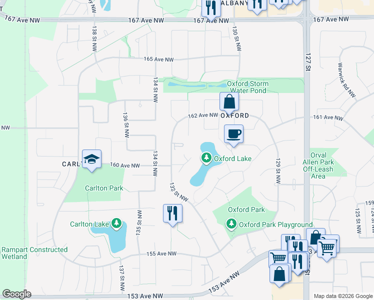 map of restaurants, bars, coffee shops, grocery stores, and more near in Edmonton