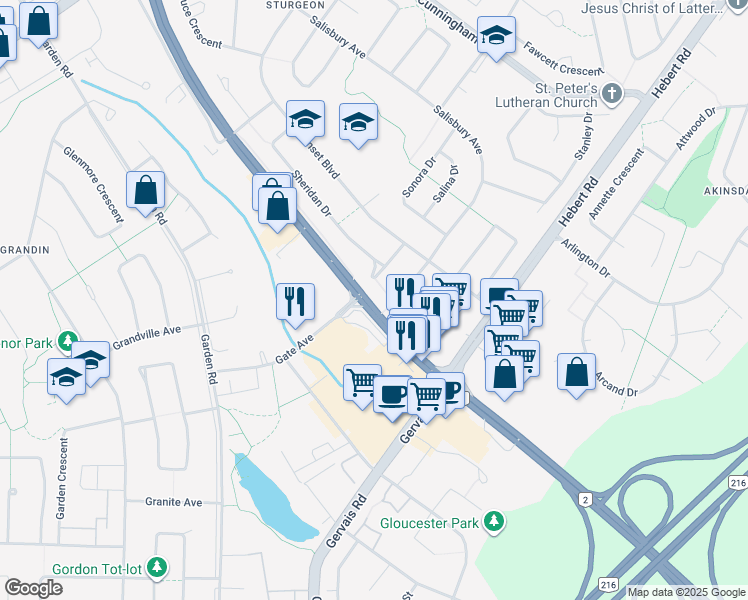 map of restaurants, bars, coffee shops, grocery stores, and more near 205 Saint Albert Trail in St. Albert