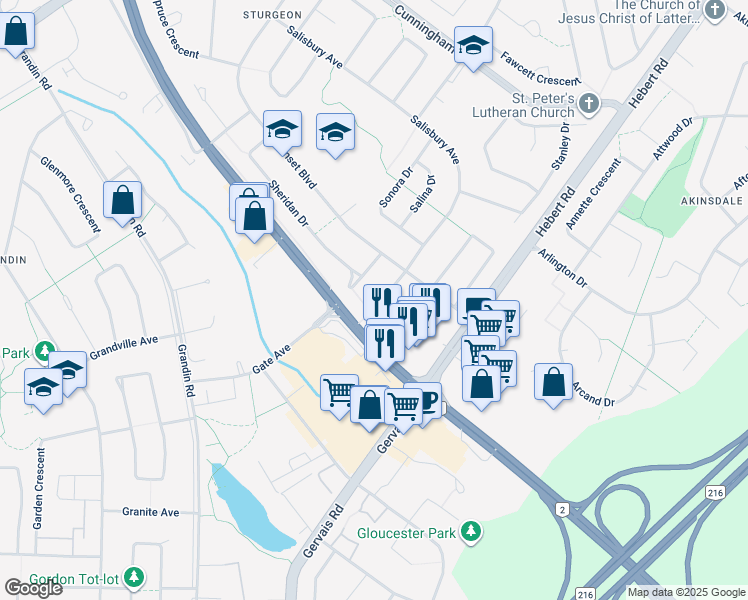 map of restaurants, bars, coffee shops, grocery stores, and more near 6 Salisbury Avenue in St. Albert