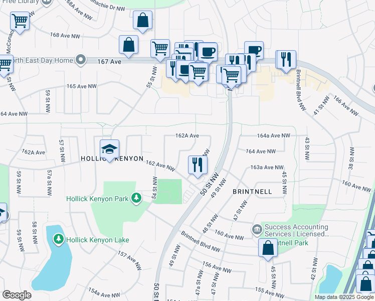 map of restaurants, bars, coffee shops, grocery stores, and more near 52 Street Northwest in Edmonton