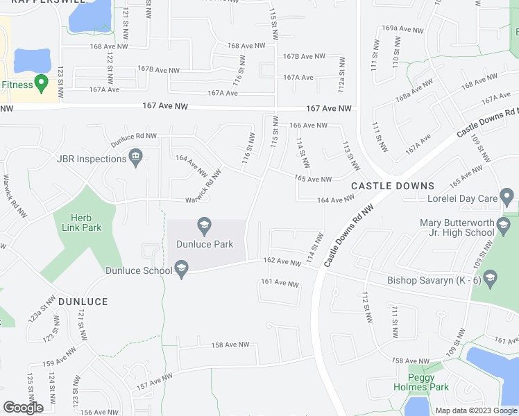 map of restaurants, bars, coffee shops, grocery stores, and more near 16403 115 Street Northwest in Edmonton
