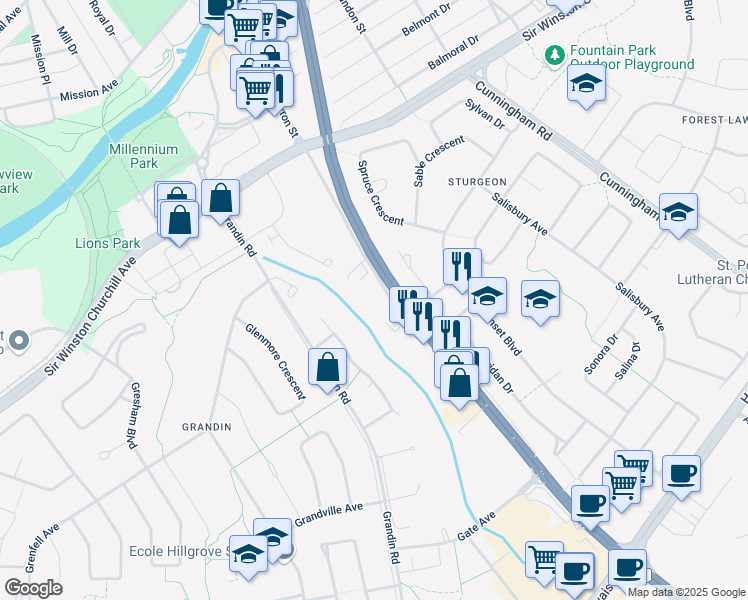 map of restaurants, bars, coffee shops, grocery stores, and more near 60 Green Grove Drive in St. Albert