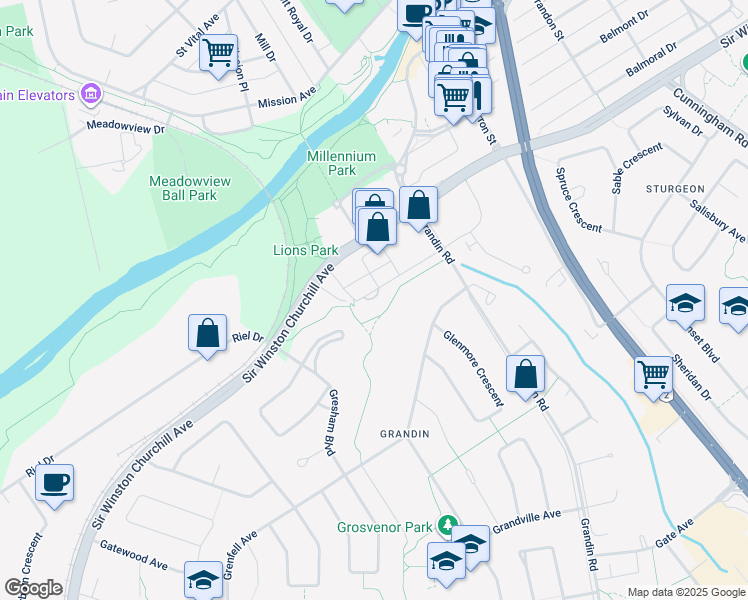 map of restaurants, bars, coffee shops, grocery stores, and more near 20 A Sir Winston Churchill Avenue in St. Albert