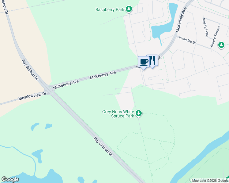 map of restaurants, bars, coffee shops, grocery stores, and more near 16 Hogan Road in St. Albert