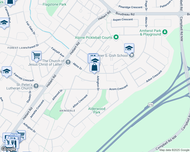 map of restaurants, bars, coffee shops, grocery stores, and more near 1 Abbey Crescent in St. Albert