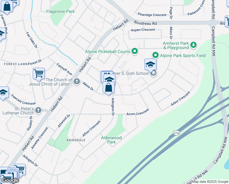 map of restaurants, bars, coffee shops, grocery stores, and more near 2 Alpine Boulevard in St. Albert