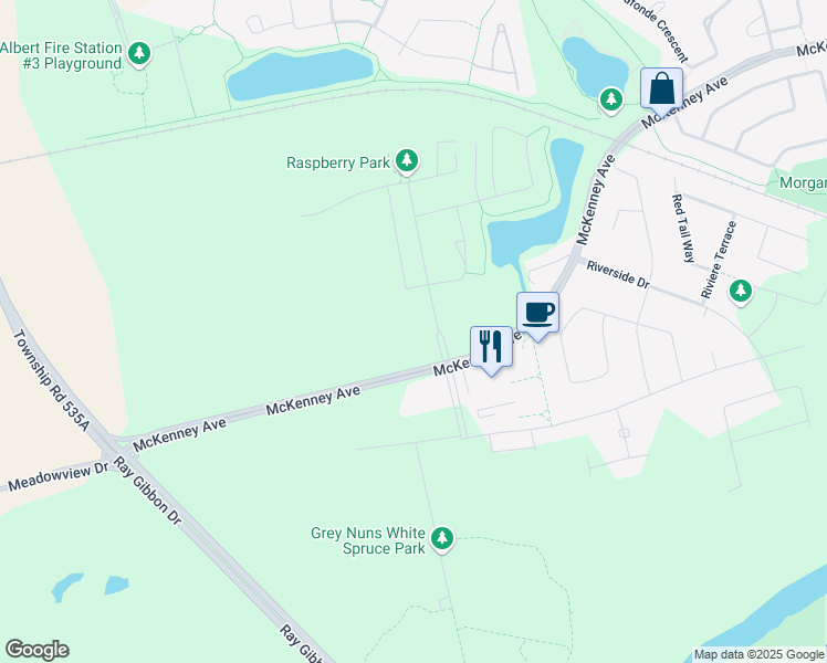 map of restaurants, bars, coffee shops, grocery stores, and more near McKenney Ave in St Albert