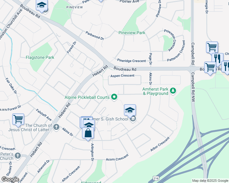 map of restaurants, bars, coffee shops, grocery stores, and more near 41 Alpine Boulevard in St. Albert