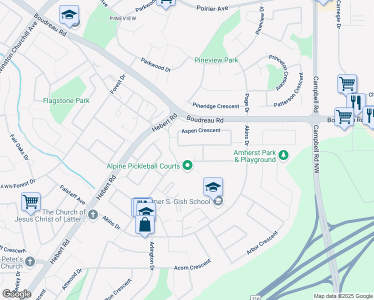 map of restaurants, bars, coffee shops, grocery stores, and more near 41 Alpine Boulevard in St. Albert