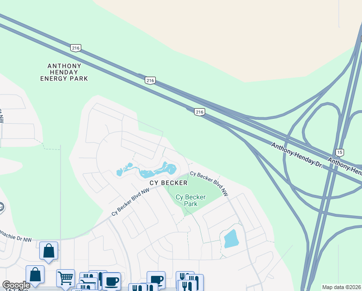 map of restaurants, bars, coffee shops, grocery stores, and more near 1028 Cy Becker Road Northwest in Edmonton