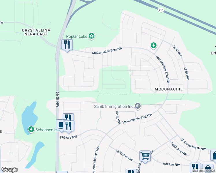 map of restaurants, bars, coffee shops, grocery stores, and more near in Edmonton