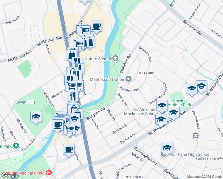 map of restaurants, bars, coffee shops, grocery stores, and more near 47 Sturgeon Road in St. Albert