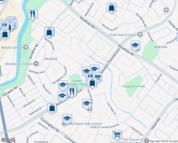 map of restaurants, bars, coffee shops, grocery stores, and more near 279 Ridgewood Terrace in St. Albert