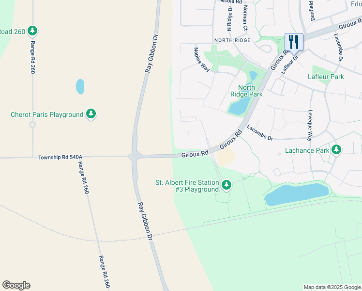 map of restaurants, bars, coffee shops, grocery stores, and more near 12 Nevada Place in St. Albert