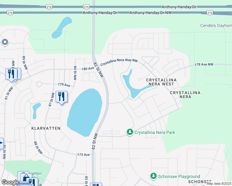map of restaurants, bars, coffee shops, grocery stores, and more near 17832 78 Street Northwest in Edmonton