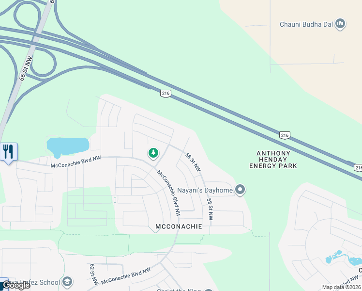 map of restaurants, bars, coffee shops, grocery stores, and more near 6004 180 Avenue Northwest in Edmonton