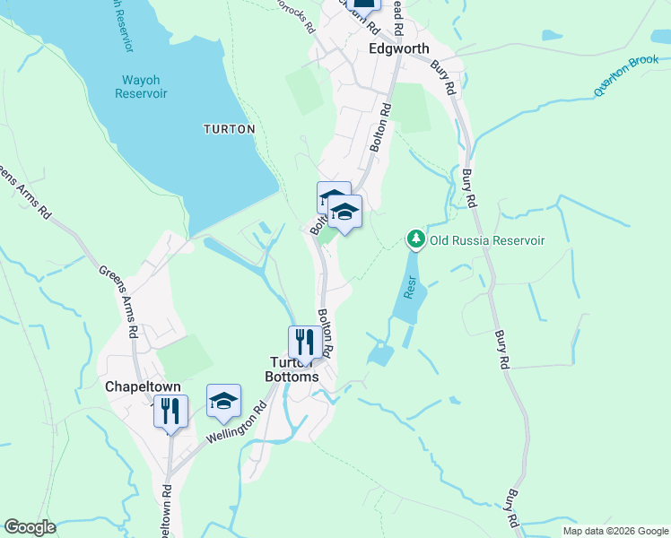 map of restaurants, bars, coffee shops, grocery stores, and more near Bolton Road in Blackburn with Darwen