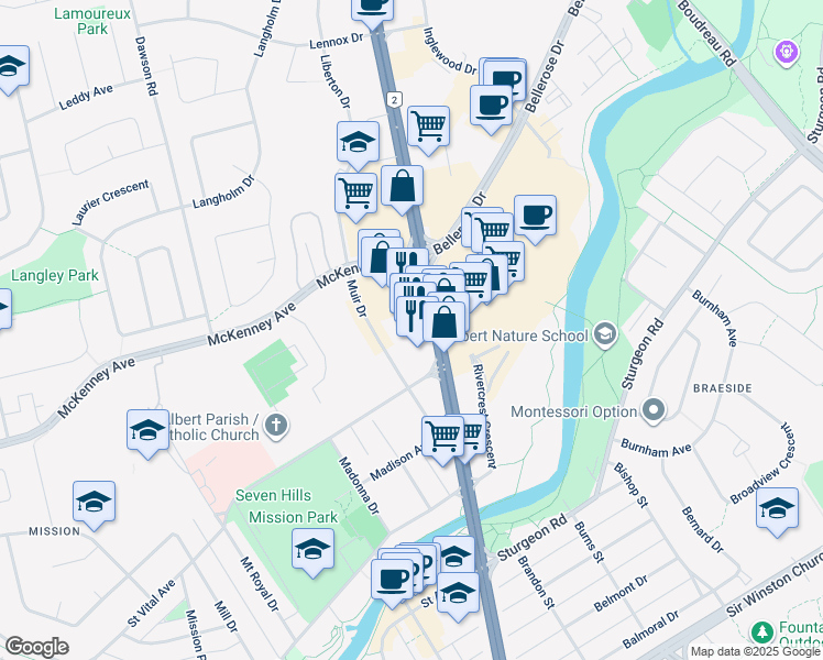 map of restaurants, bars, coffee shops, grocery stores, and more near in St. Albert