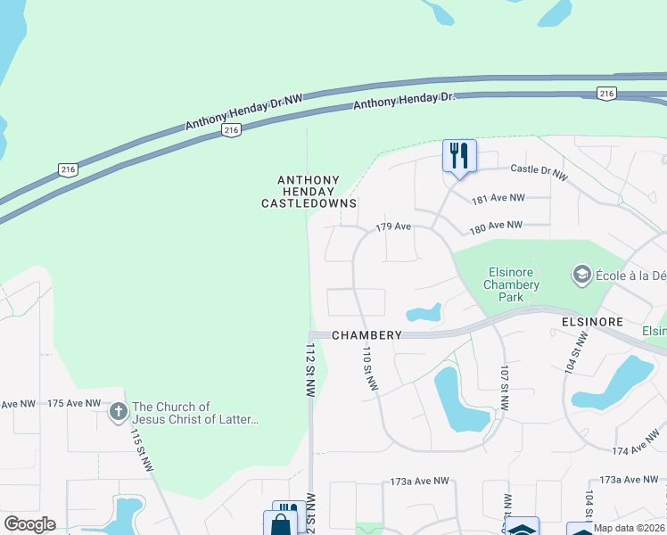 map of restaurants, bars, coffee shops, grocery stores, and more near 11015 178 Avenue Northwest in Edmonton