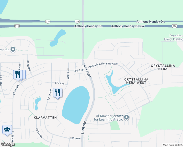map of restaurants, bars, coffee shops, grocery stores, and more near 17912 78 Street Northwest in Edmonton