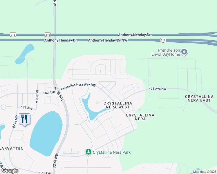 map of restaurants, bars, coffee shops, grocery stores, and more near 7623 181 Avenue Northwest in Edmonton