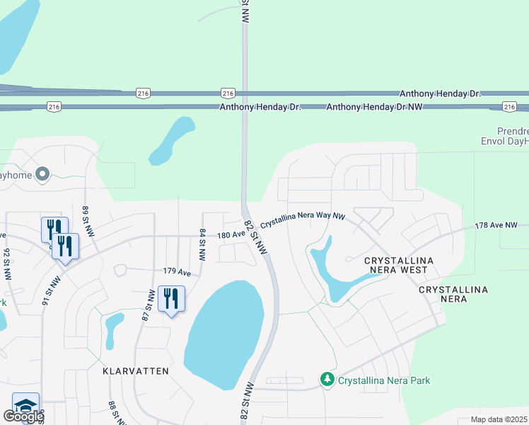 map of restaurants, bars, coffee shops, grocery stores, and more near 8205 180A Avenue Northwest in Edmonton