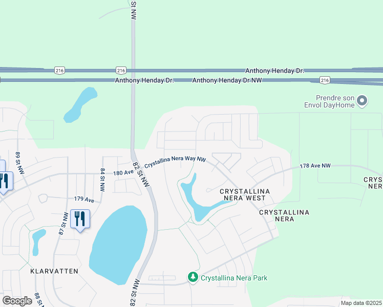 map of restaurants, bars, coffee shops, grocery stores, and more near 939 Crystallina Nera Way Northwest in Edmonton
