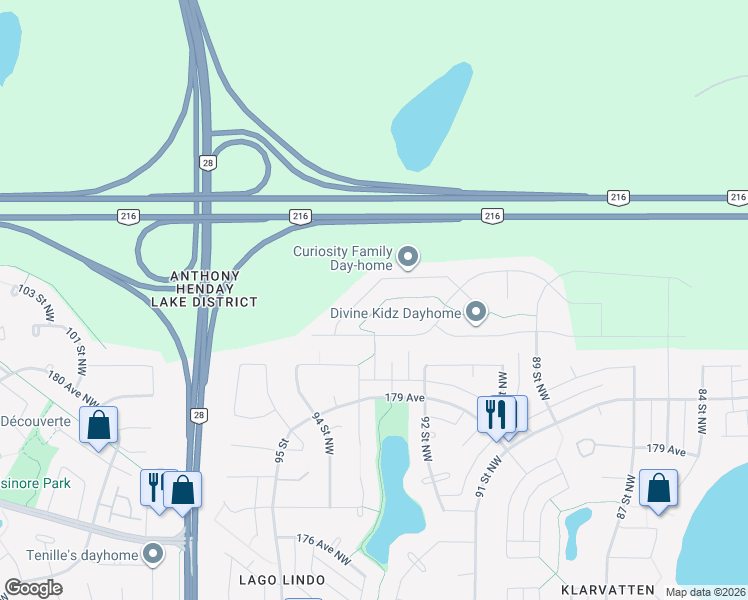 map of restaurants, bars, coffee shops, grocery stores, and more near 9319 181 Avenue Northwest in Edmonton