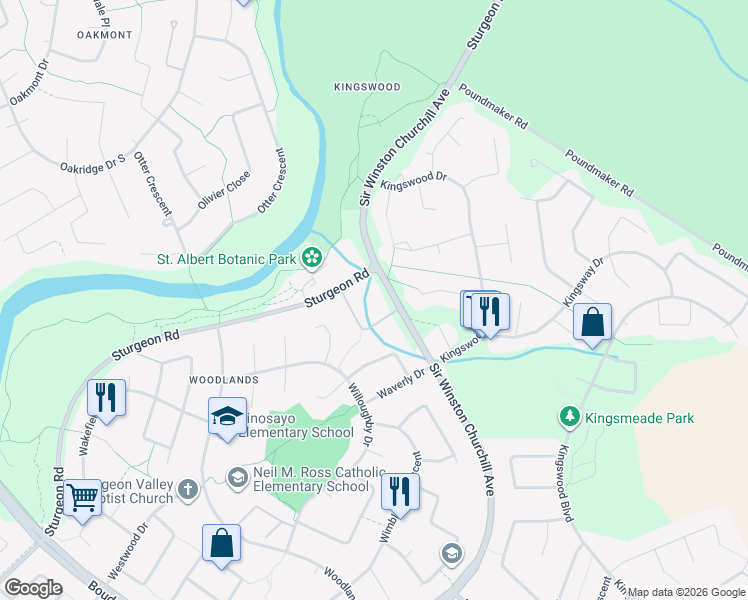 map of restaurants, bars, coffee shops, grocery stores, and more near in St. Albert