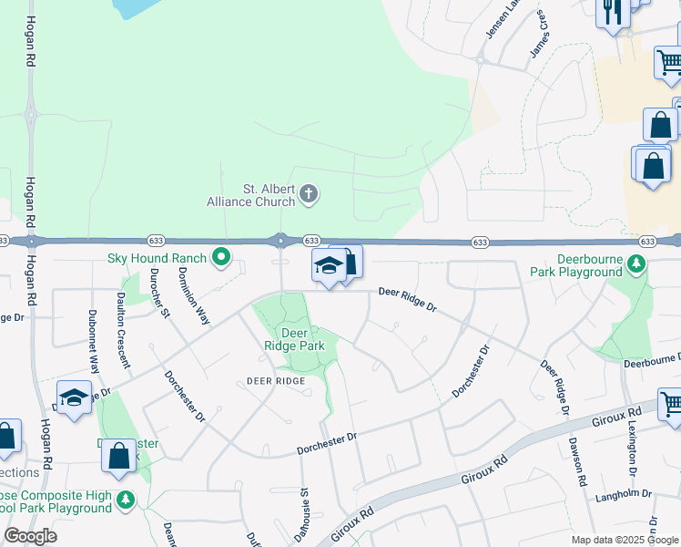 map of restaurants, bars, coffee shops, grocery stores, and more near 10 Devon Close in St. Albert