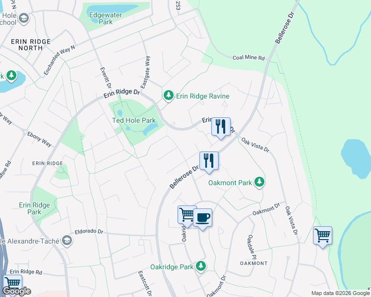 map of restaurants, bars, coffee shops, grocery stores, and more near 38 Empress Way in St. Albert