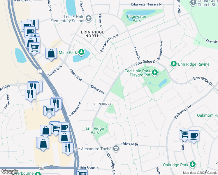 map of restaurants, bars, coffee shops, grocery stores, and more near 1 Empire Court in St. Albert