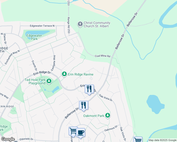 map of restaurants, bars, coffee shops, grocery stores, and more near 37 Eastpark Drive in St. Albert