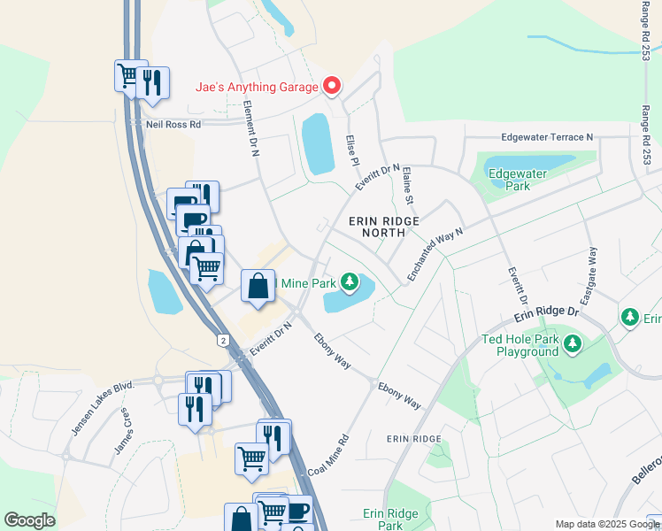 map of restaurants, bars, coffee shops, grocery stores, and more near 78 Enchanted Way North in St. Albert